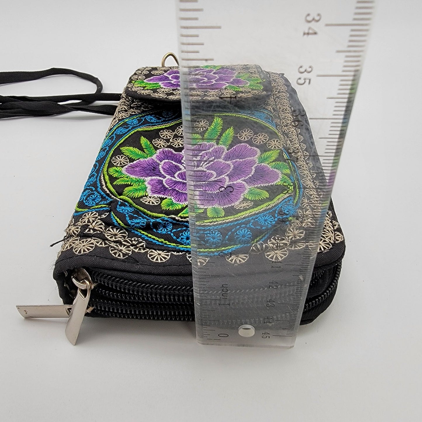 Mexican Embroidered Phone Wallet Crossbody Clutch