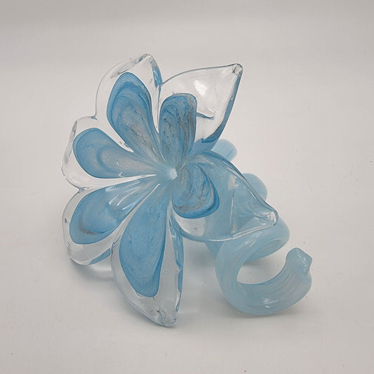 Murano Vetro Eseguilto Italian Art Glass Blue Flower