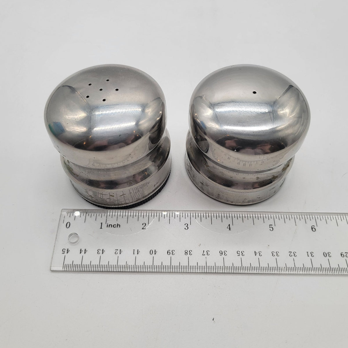 Mid-Century Modern Danish Stainless Steel Salt & Pepper Shaker Set