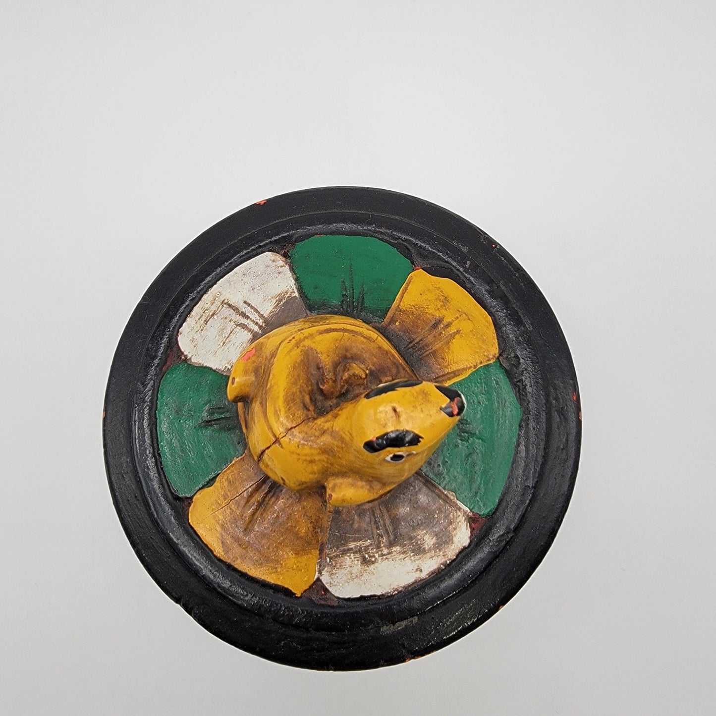 Mexican Folk Art Hand-Painted Wooden Frog Box