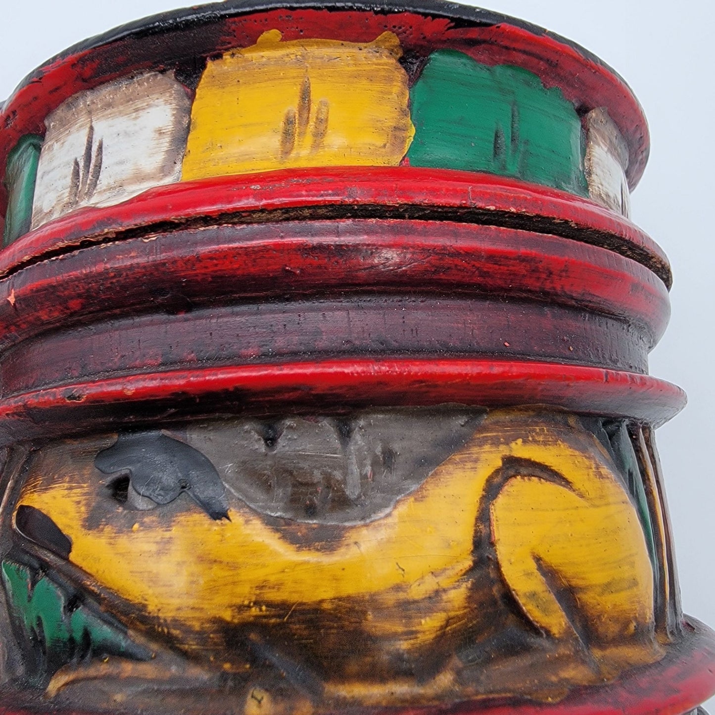 Mexican Folk Art Hand-Painted Wooden Frog Box