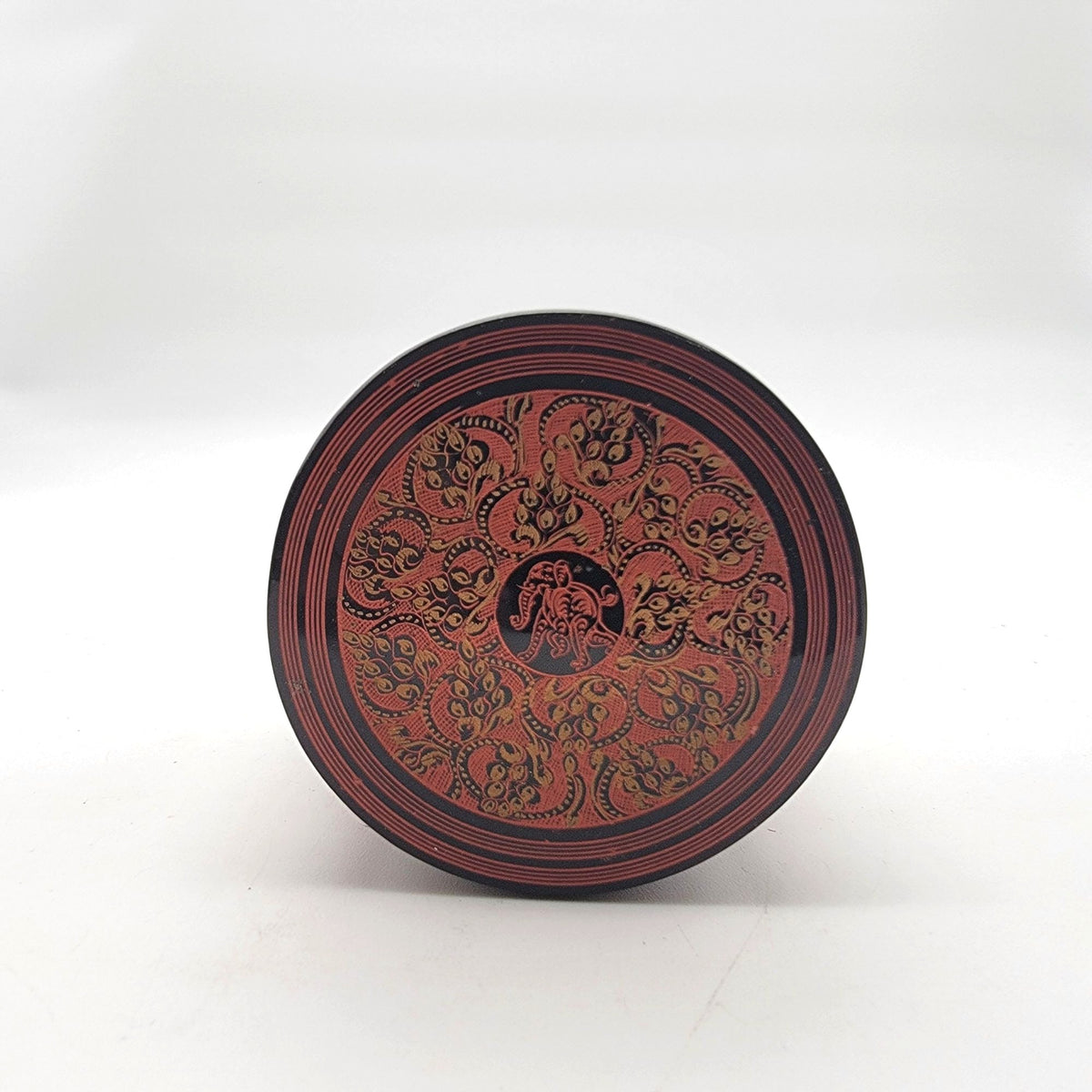 Vintage Small Red Burmese Lacquerware Betel Nut Box Container