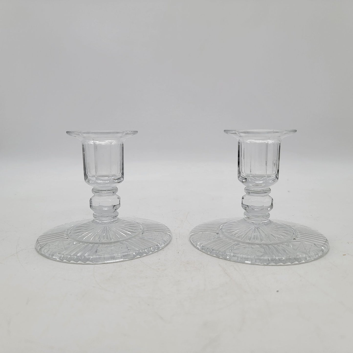 Pair Of Vintage American Brilliant Cut Glass Candle Holders