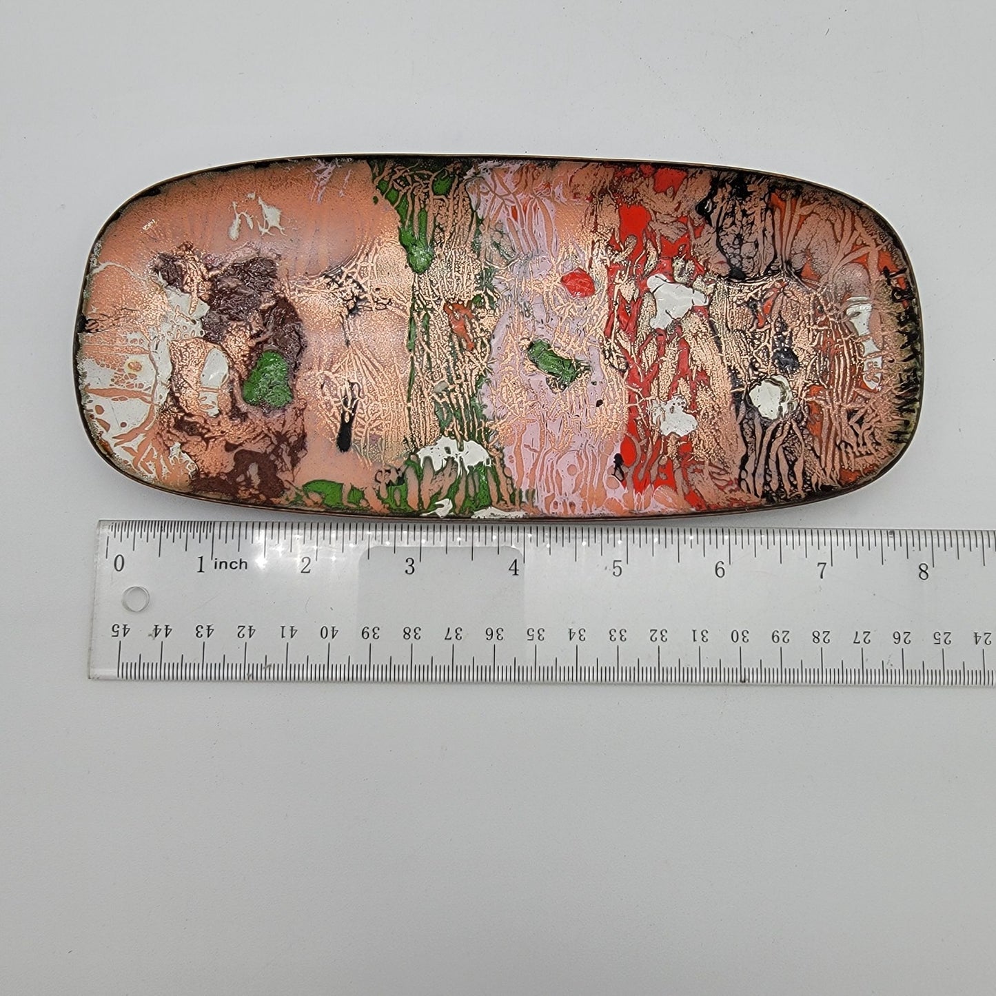 Signed Abstract Enamel On Copper Dish By H. Melvert