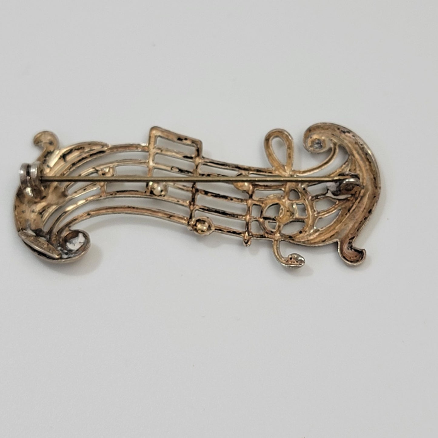 Vintage Beau Sterling Silver Musical Notes Brooch