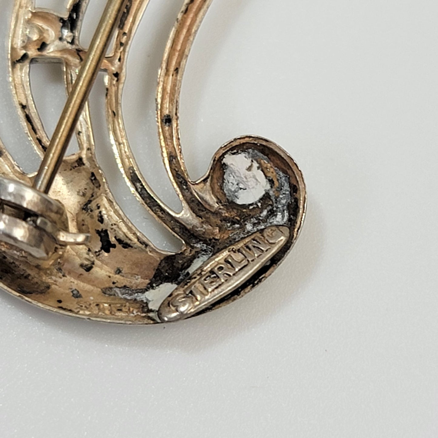 Vintage Beau Sterling Silver Musical Notes Brooch