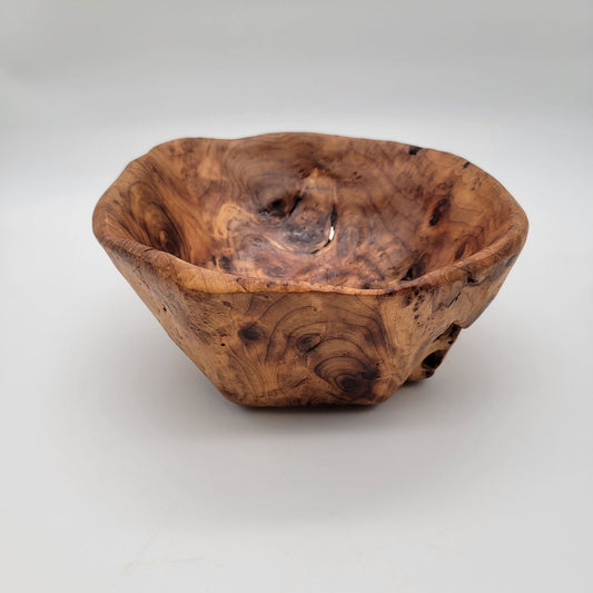 Vintage Conner Creations Live Edge Hand-Carved Burl Wood Bowl