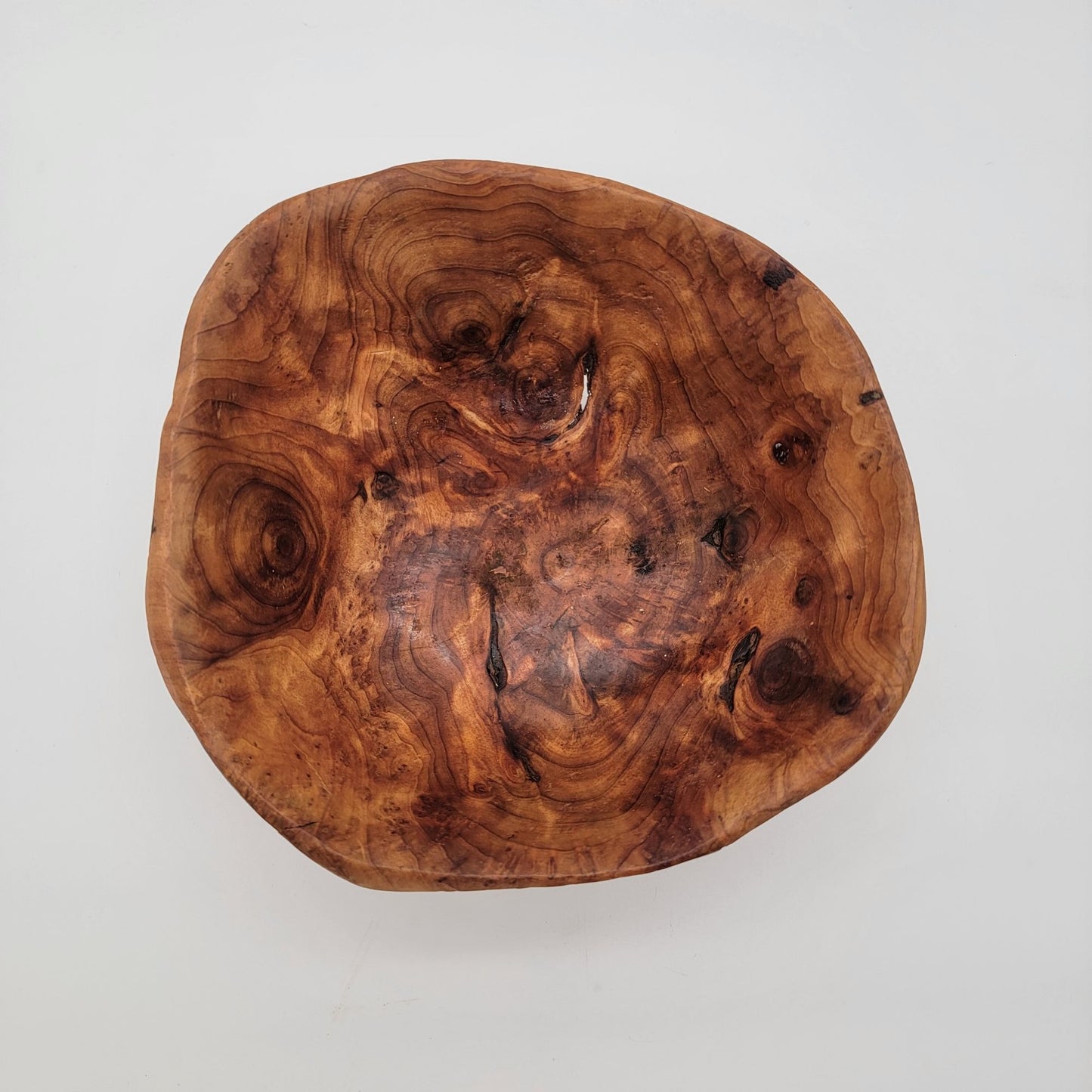Vintage Conner Creations Live Edge Hand-Carved Burl Wood Bowl