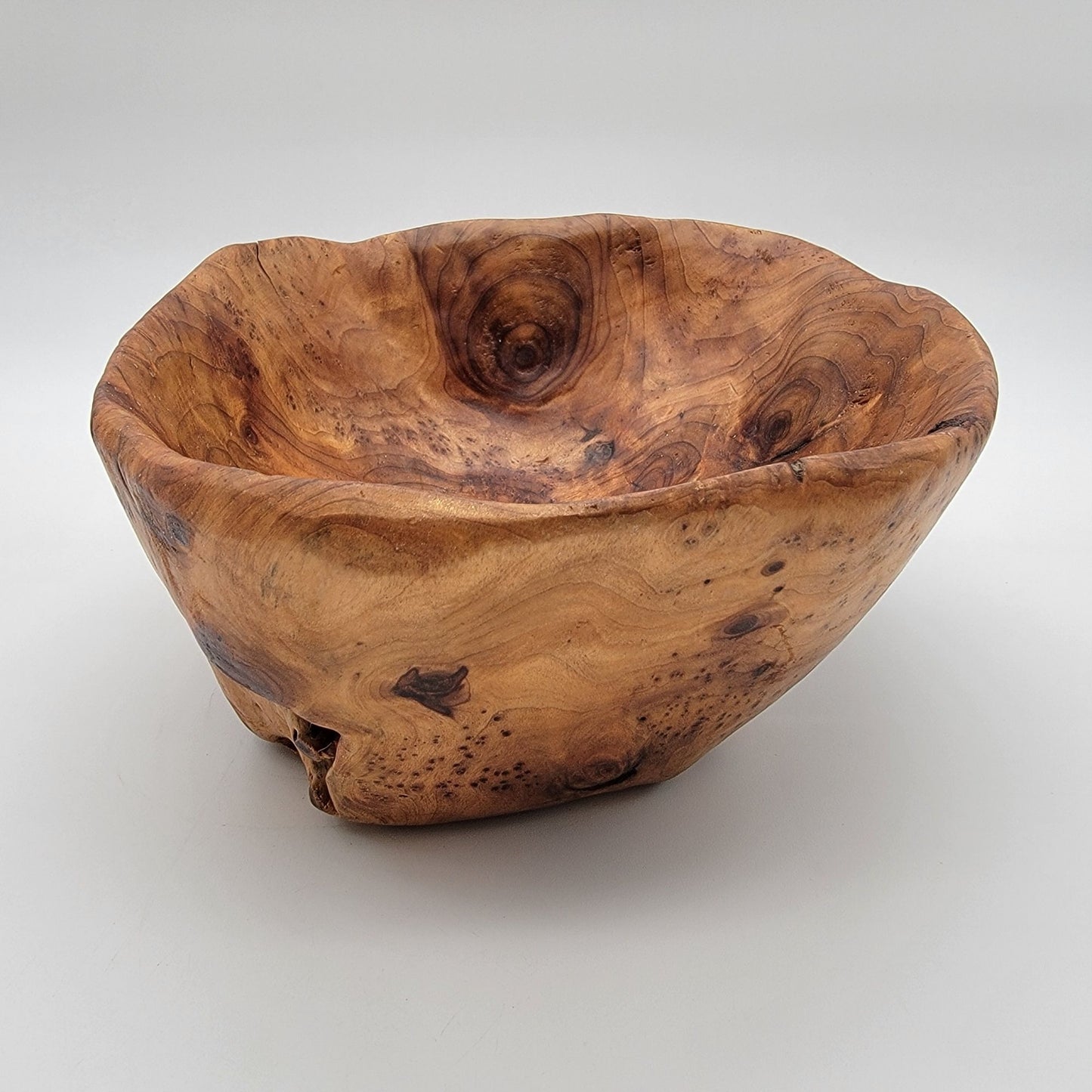 Vintage Conner Creations Live Edge Hand-Carved Burl Wood Bowl