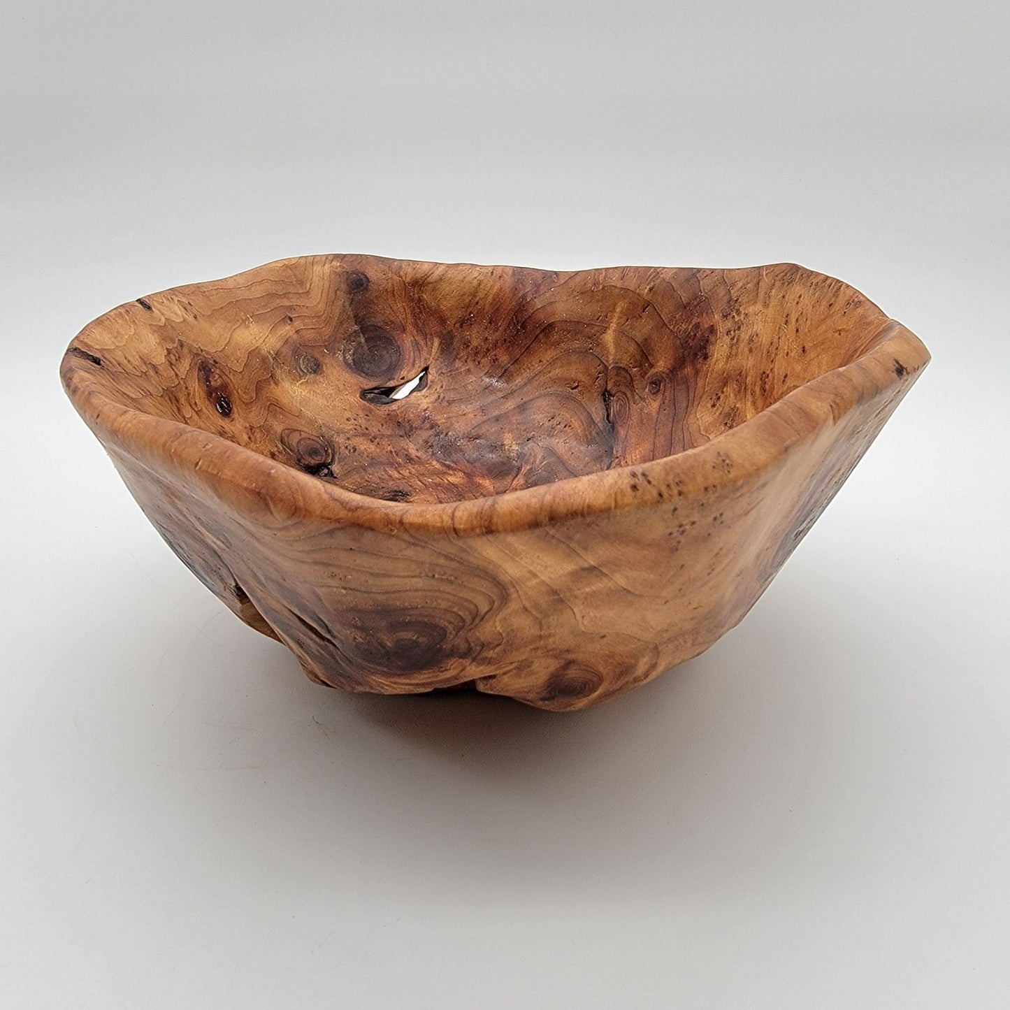 Vintage Conner Creations Live Edge Hand-Carved Burl Wood Bowl