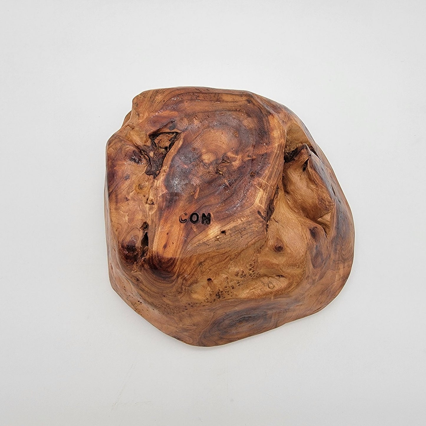 Vintage Conner Creations Live Edge Hand-Carved Burl Wood Bowl