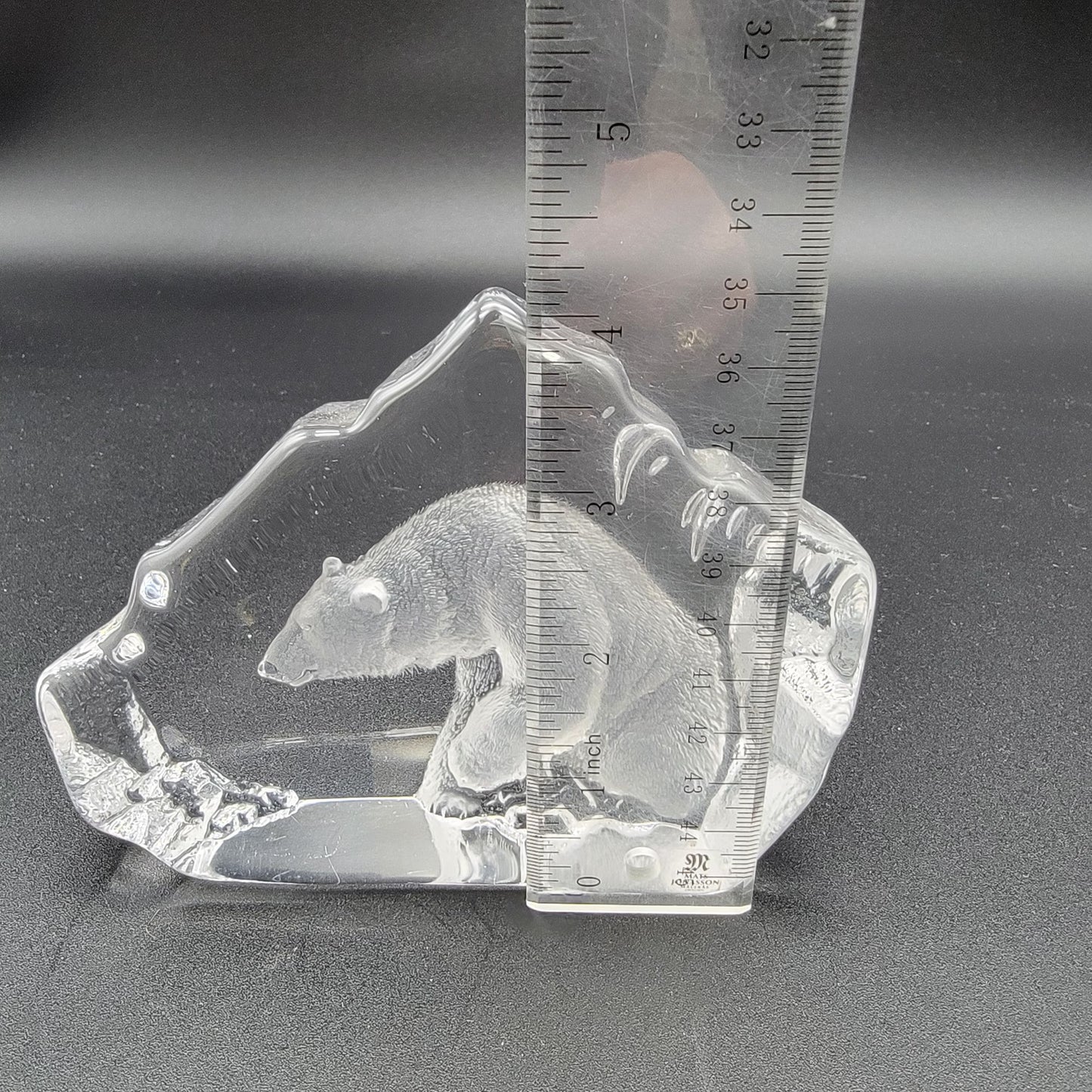 Mats Jonasson Crystal Polar Bear Paperweight Signed MJ Sweden 3598