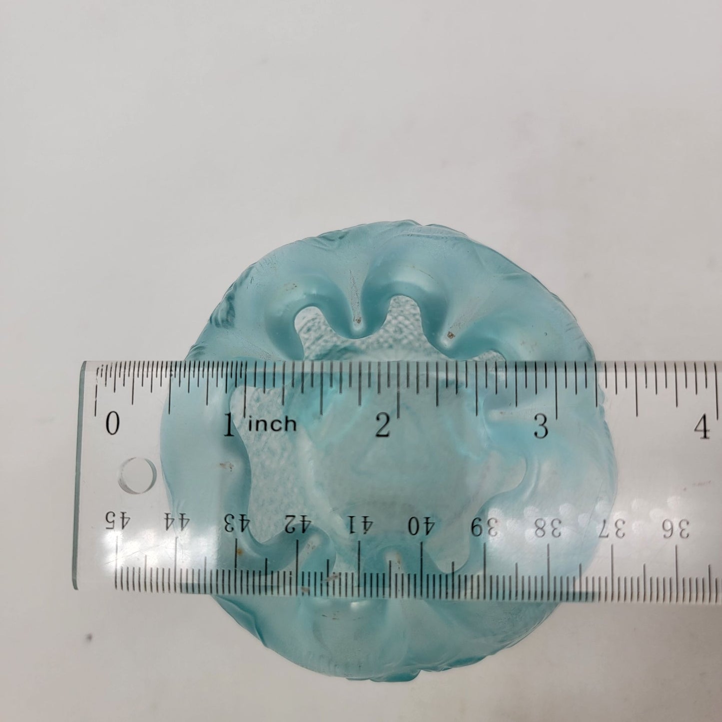 Antique Northwood Ice Blue Iridescent Glass Rose Bowl Fine Cut & Roses Pattern