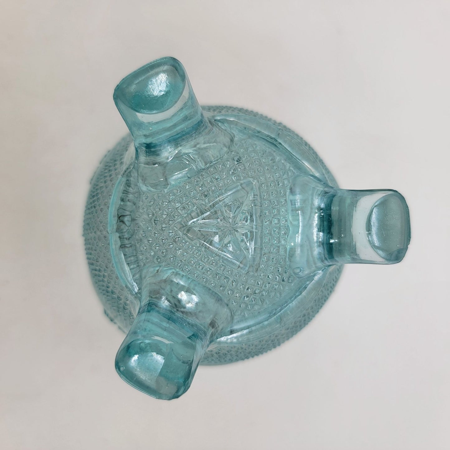 Antique Northwood Ice Blue Iridescent Glass Rose Bowl Fine Cut & Roses Pattern