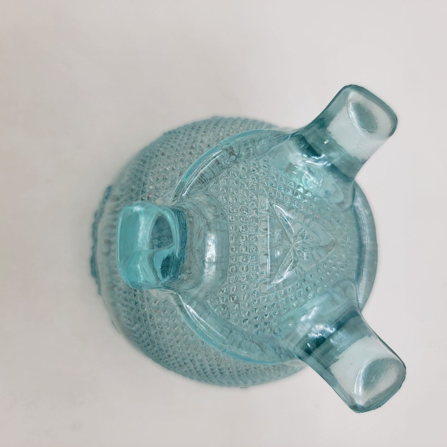 Antique Northwood Ice Blue Iridescent Glass Rose Bowl Fine Cut & Roses Pattern