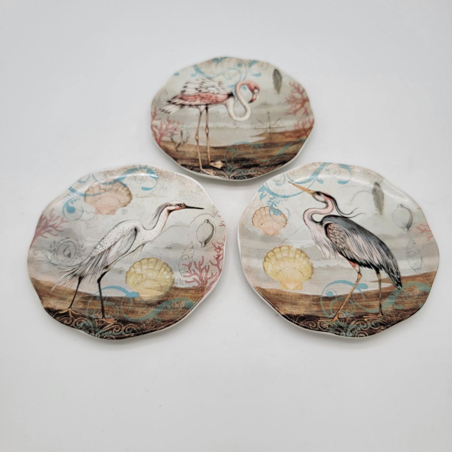 Susan Winget Coastal Birds Dessert Plates Set Of 3