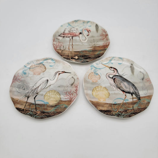 Susan Winget Coastal Birds Dessert Plates Set Of 3