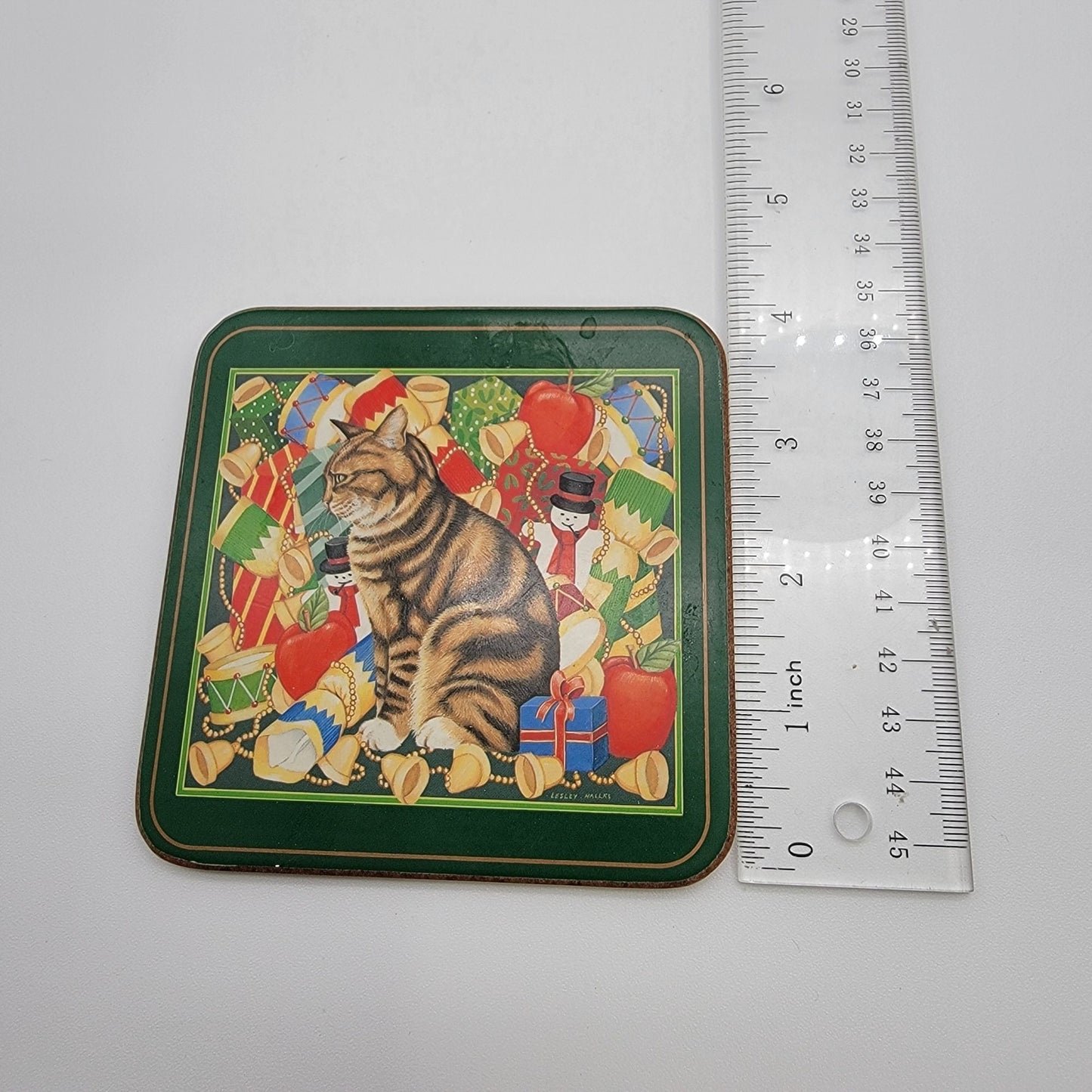 Pimpernel Christmas Cat Coasters Set Of 6 Cork Back
