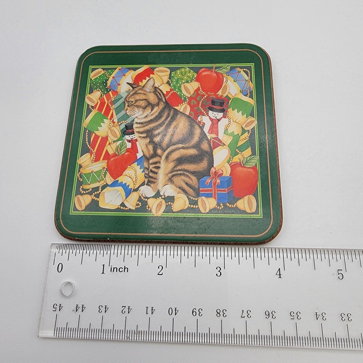 Pimpernel Christmas Cat Coasters Set Of 6 Cork Back