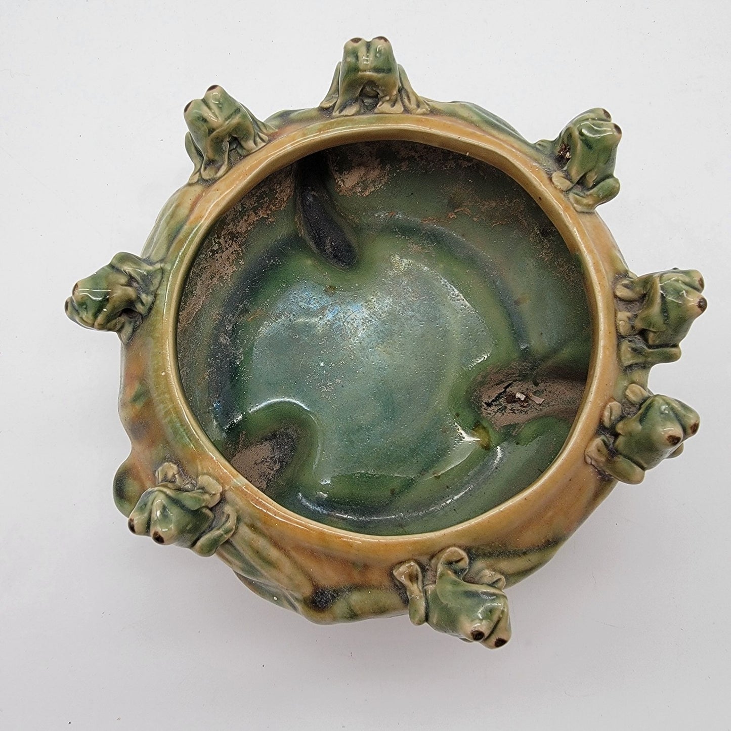 Majolica 8 Frog Pottery Planter