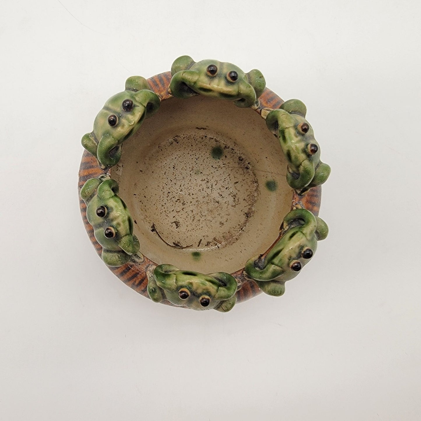 Majolica 8 Frog Pottery Planter