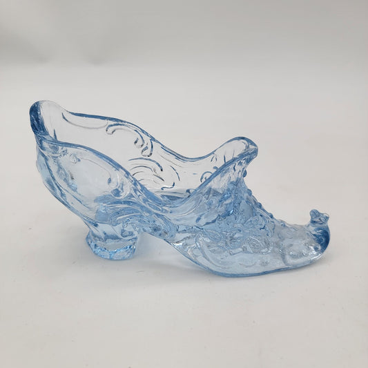 Vintage Mosser Blue Glass Victorian Shoe