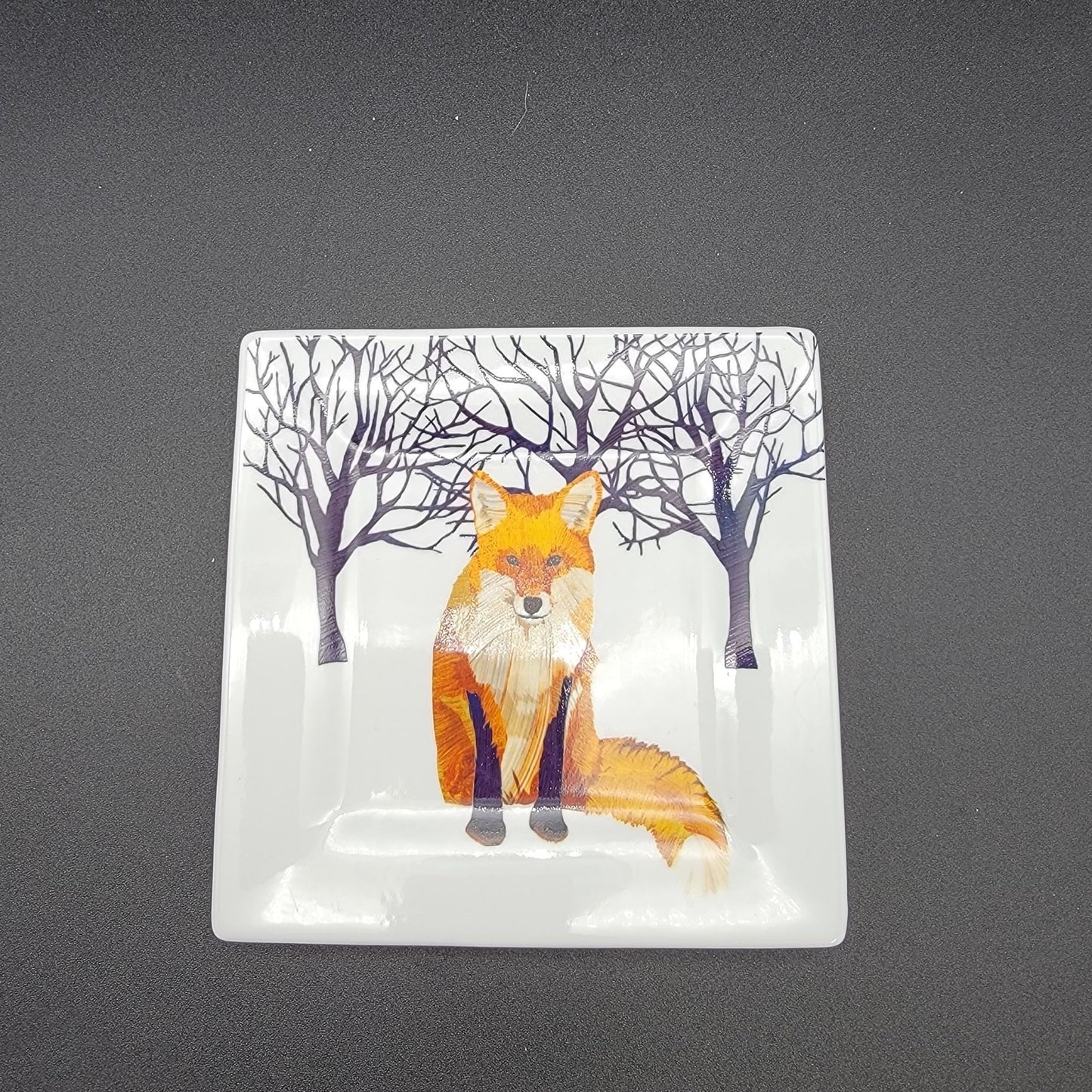 Winter Solstice Fox Porcelain Square Canape Plate