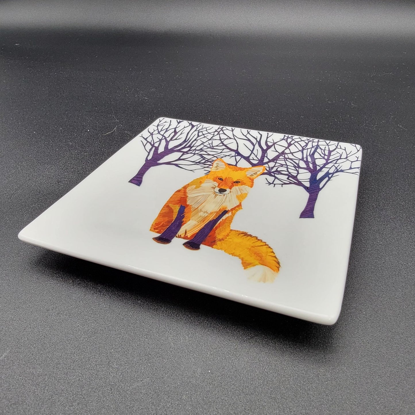 Winter Solstice Fox Porcelain Square Canape Plate