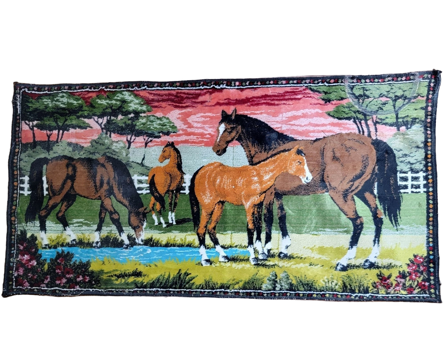 Vintage Horses Velvet Tapestry Wall Art