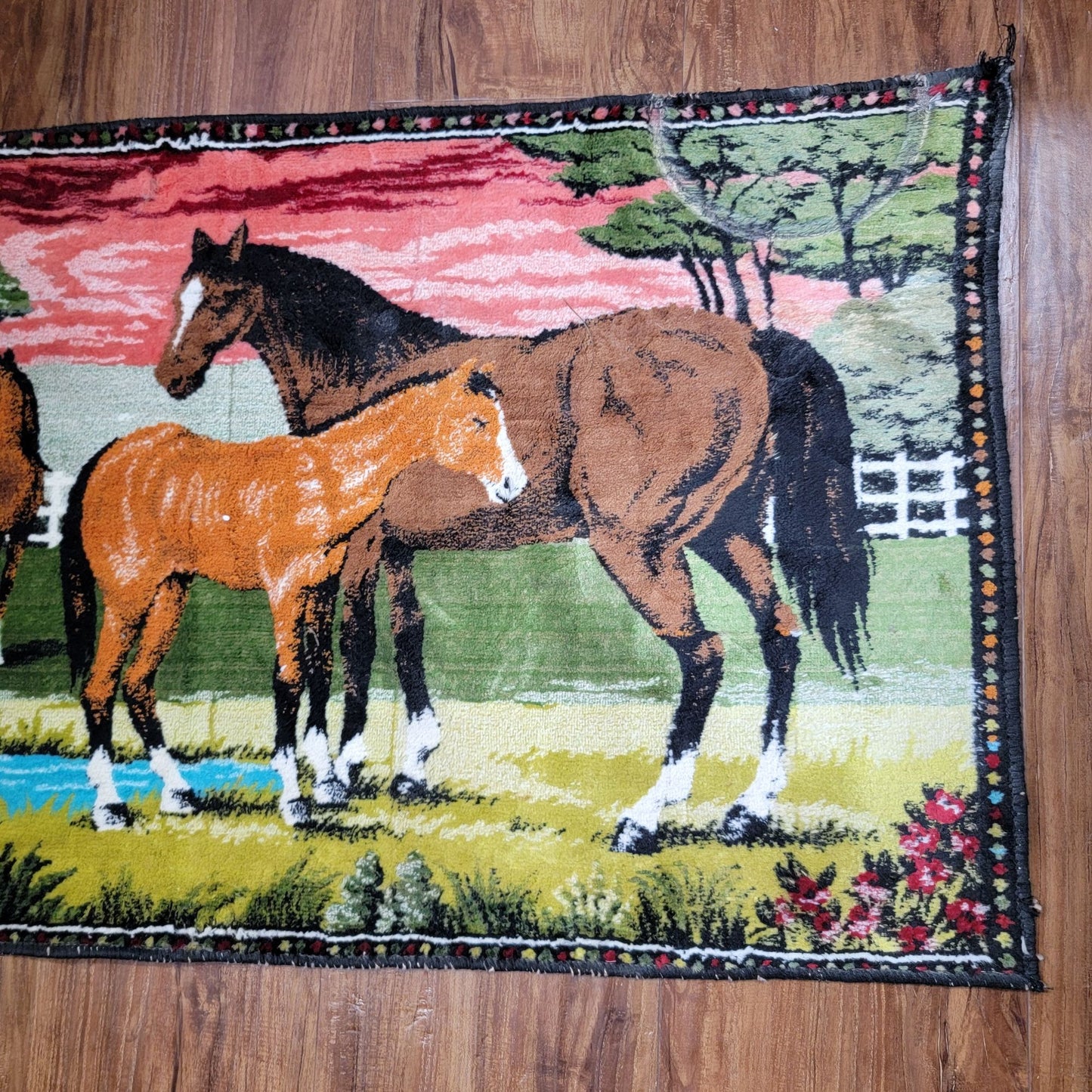 Vintage Horses Velvet Tapestry Wall Art