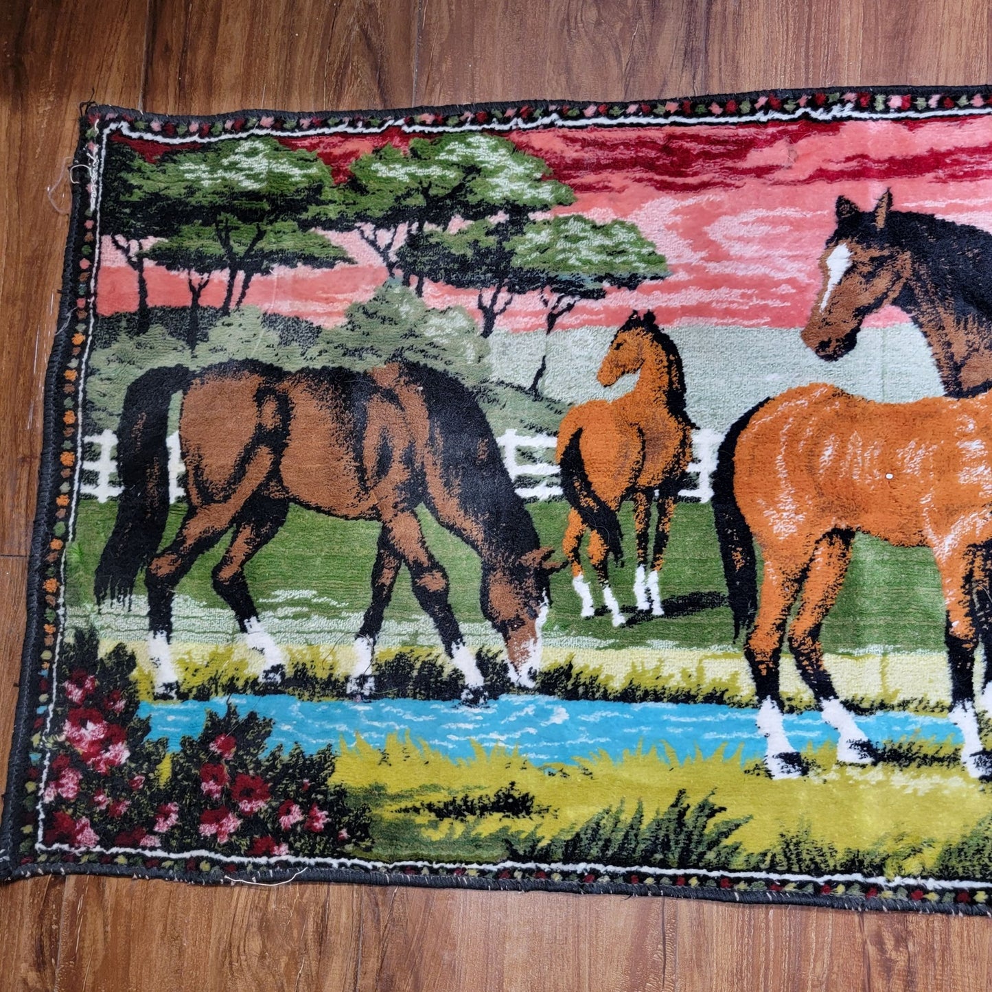Vintage Horses Velvet Tapestry Wall Art