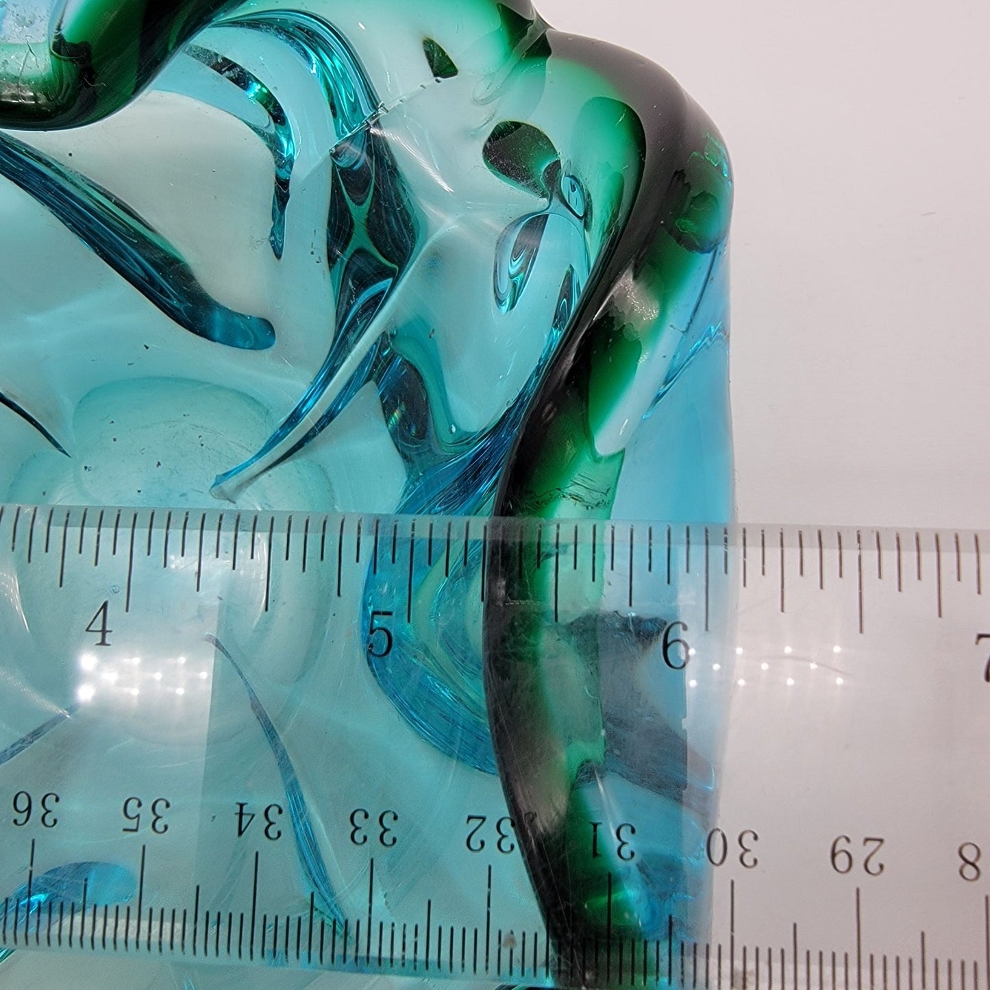 Vintage Mid Century Murano Sommerso Blue Green Art Glass Bowl Ashtray