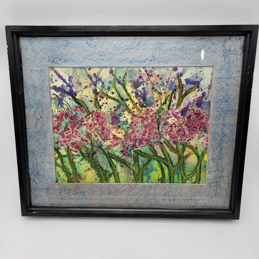 Original Abstract Splatter Flower Painting By June Lowe