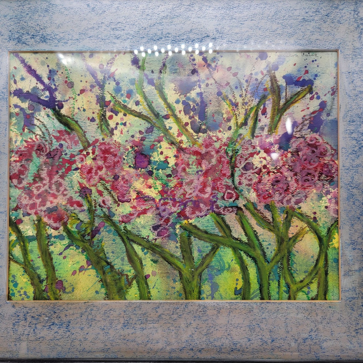 Original Abstract Splatter Flower Painting By June Lowe