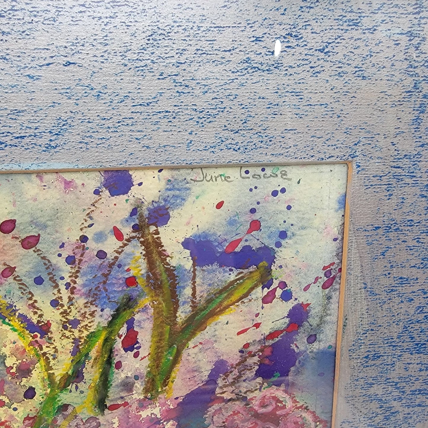 Original Abstract Splatter Flower Painting By June Lowe