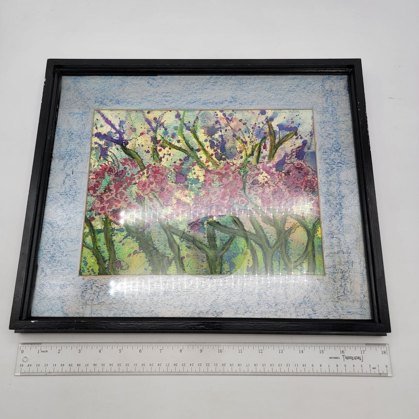 Original Abstract Splatter Flower Painting By June Lowe