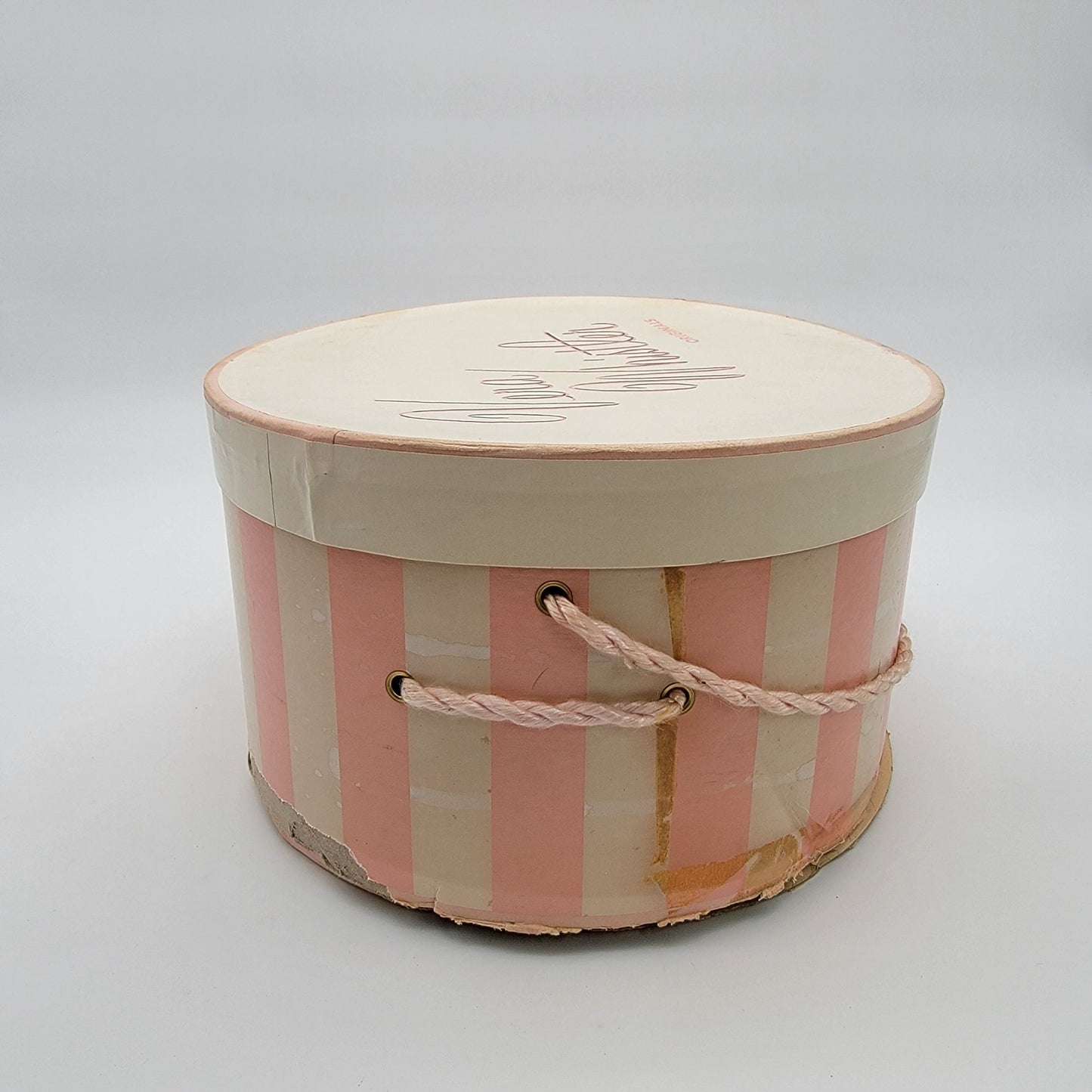 Vintage Vera Whistler Mink Fur Cloche Hat With Original Pink & White Striped Hat Box
