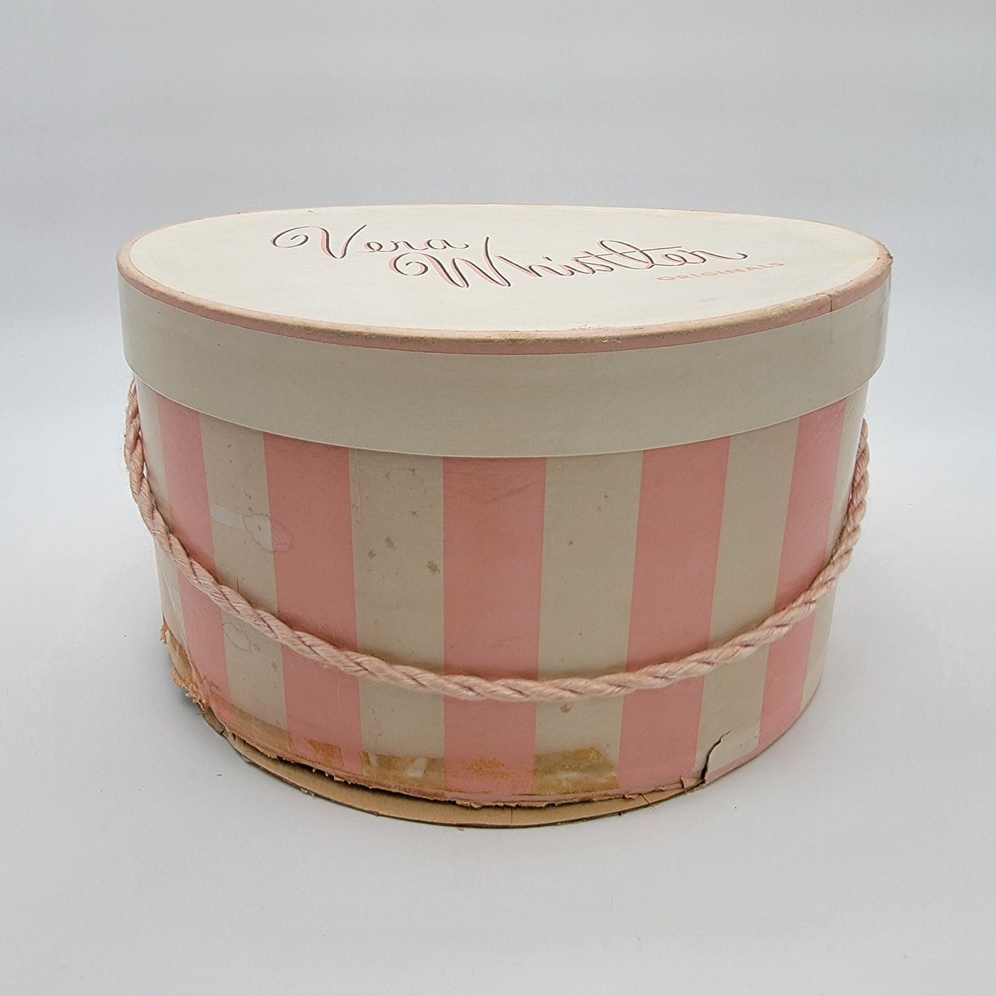 Vintage Vera Whistler Mink Fur Cloche Hat With Original Pink & White Striped Hat Box