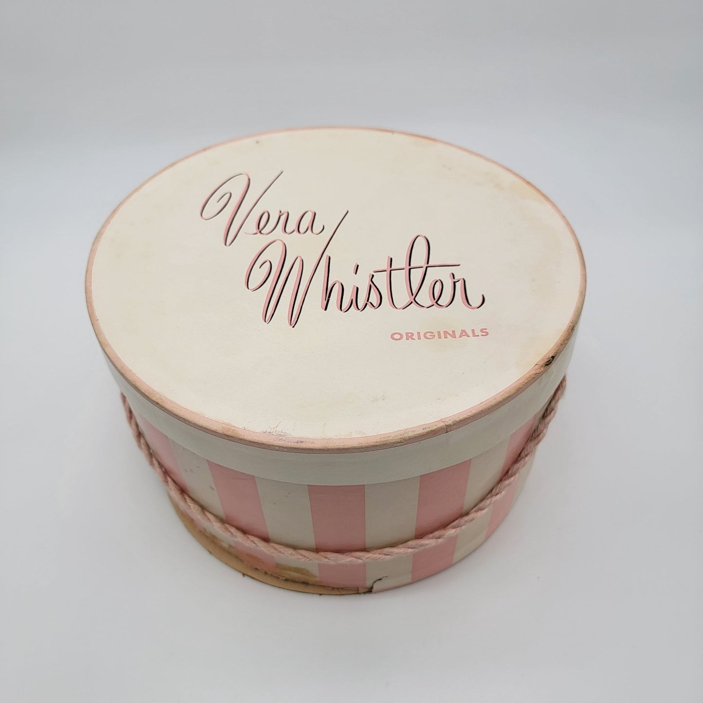 Vintage Vera Whistler Mink Fur Cloche Hat With Original Pink & White Striped Hat Box