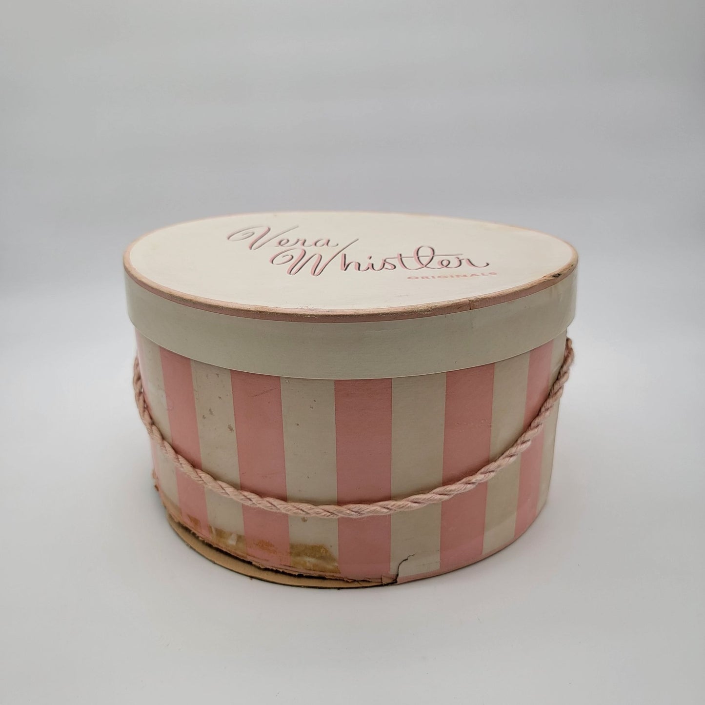 Vintage Vera Whistler Mink Fur Cloche Hat With Original Pink & White Striped Hat Box