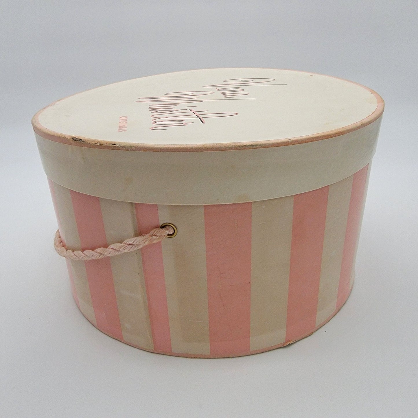 Vintage Vera Whistler Mink Fur Cloche Hat With Original Pink & White Striped Hat Box