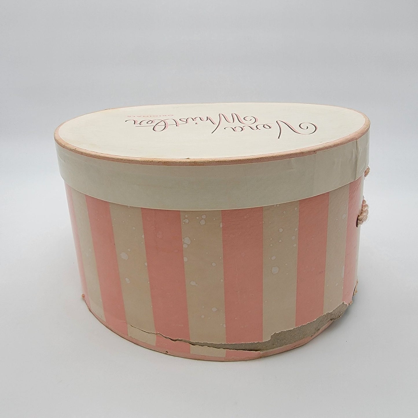 Vintage Vera Whistler Mink Fur Cloche Hat With Original Pink & White Striped Hat Box