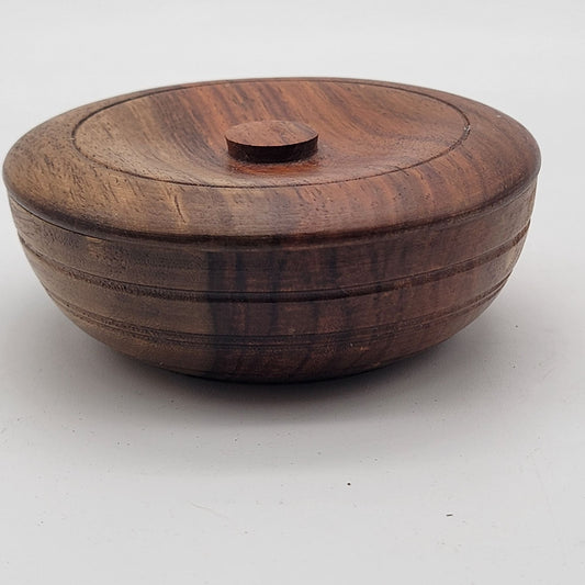 Vintage Acacia Wood Shaving Soap Trinket Box