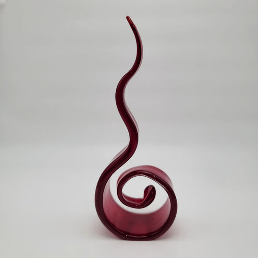 Pier 1 Imports Red Flame Art Glass Sculpture  Modern Swirl