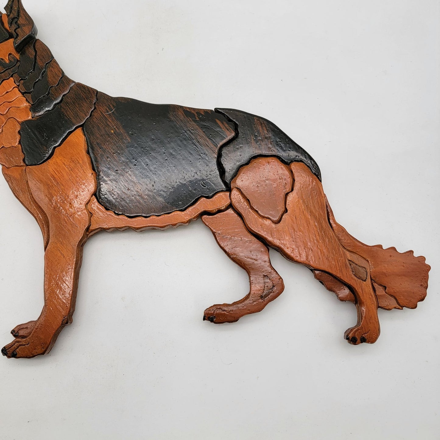 Vintage Intarsia Wood German Shepherd Wall Art