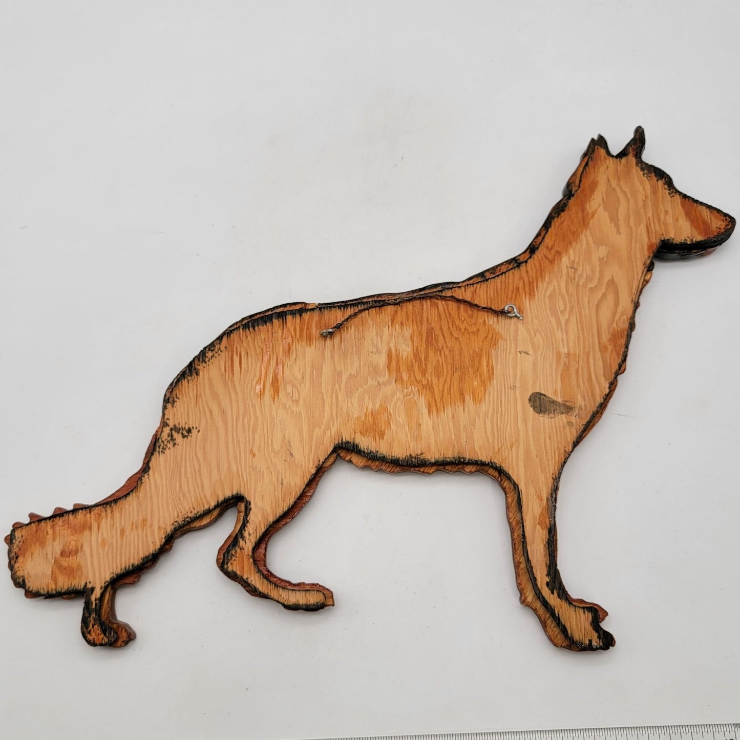 Vintage Intarsia Wood German Shepherd Wall Art