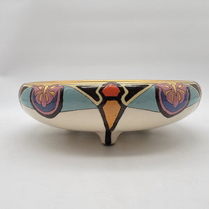 Art Deco Czecho-Slovakia Earthenware Peasant Ware Footed Bowl