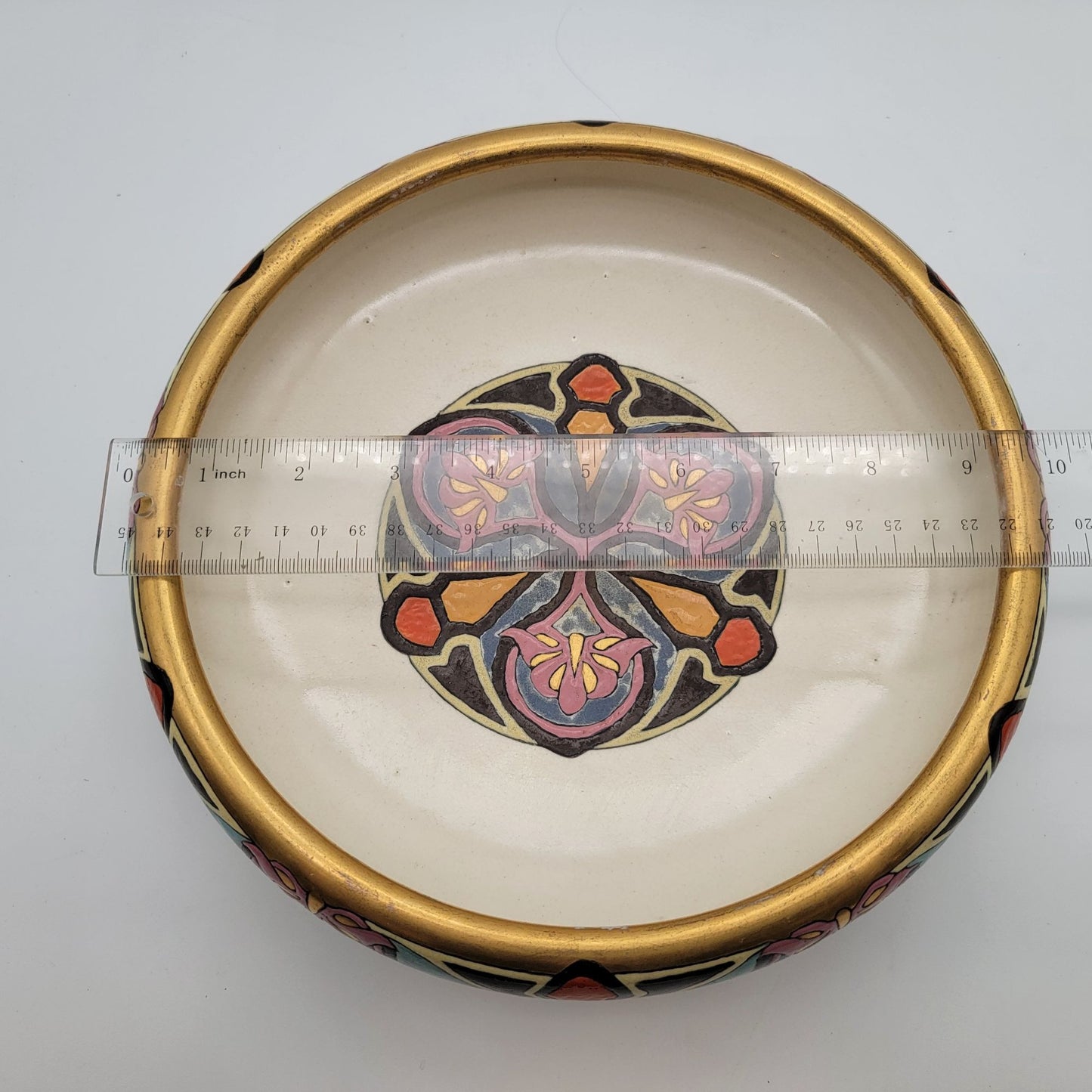 Art Deco Czecho-Slovakia Earthenware Peasant Ware Footed Bowl