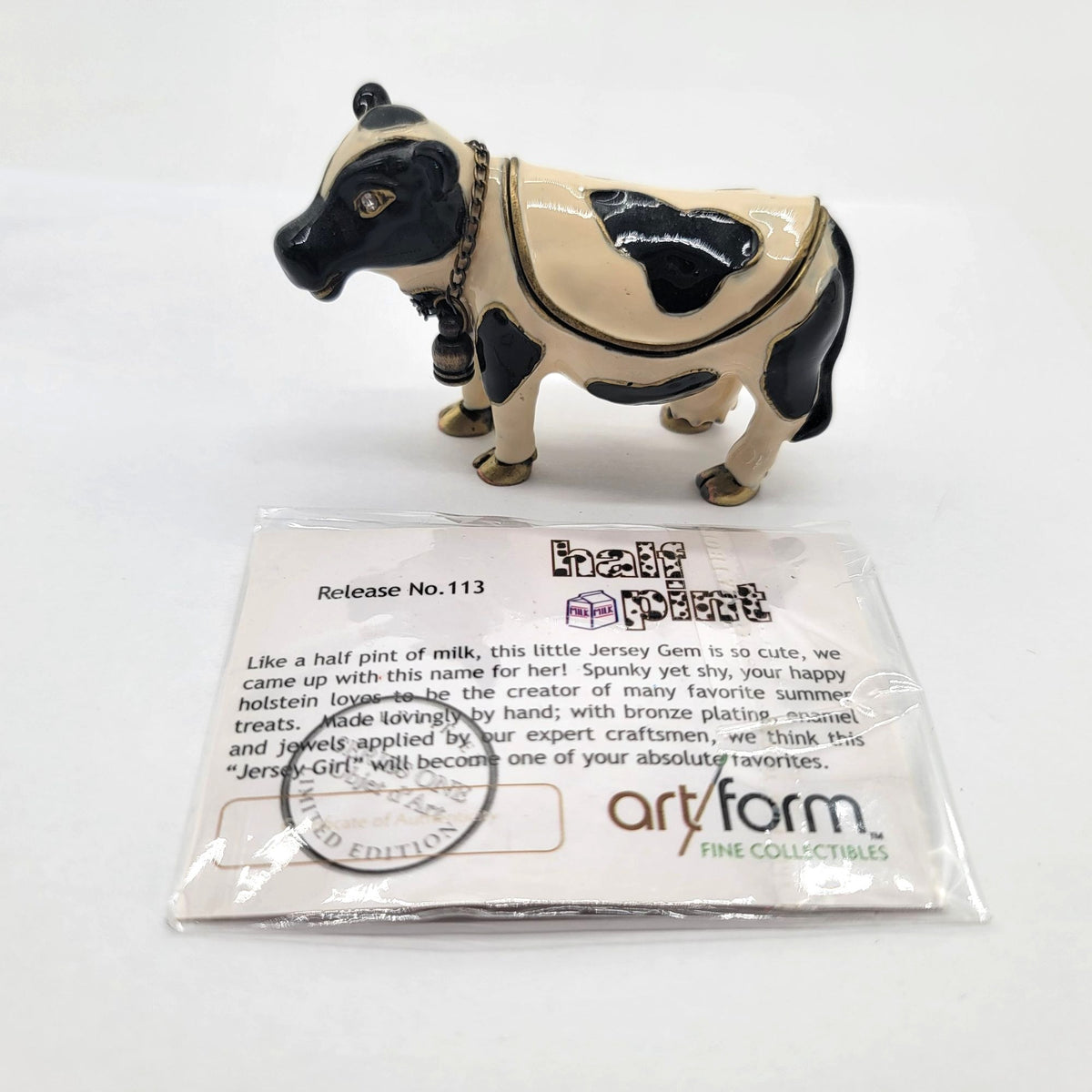 Objet D'Art Half Pint Cow Trinket Box Artform No. 113