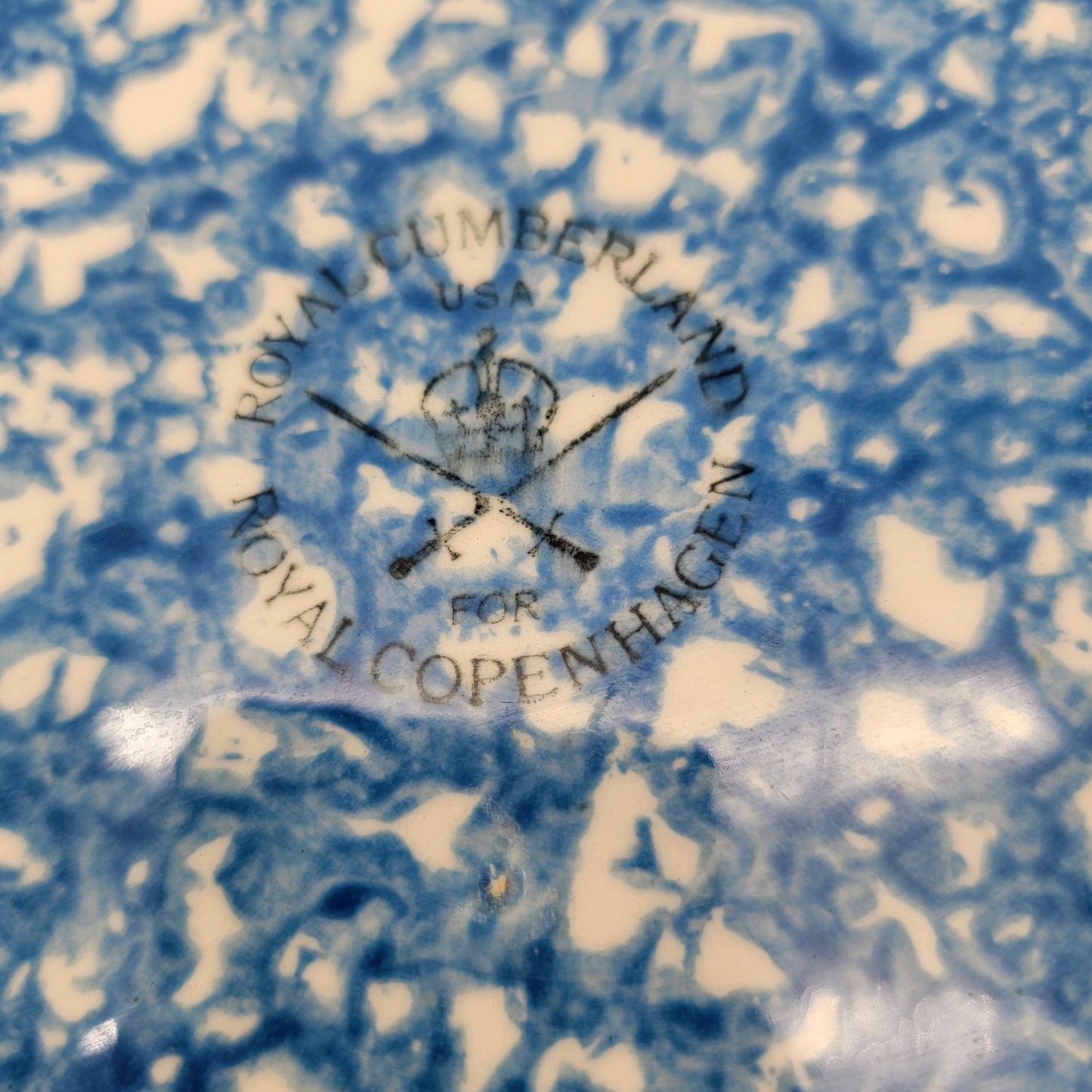 Royal Cumberland for Royal Copenhagen Blue & White Speckled Serving Bowl